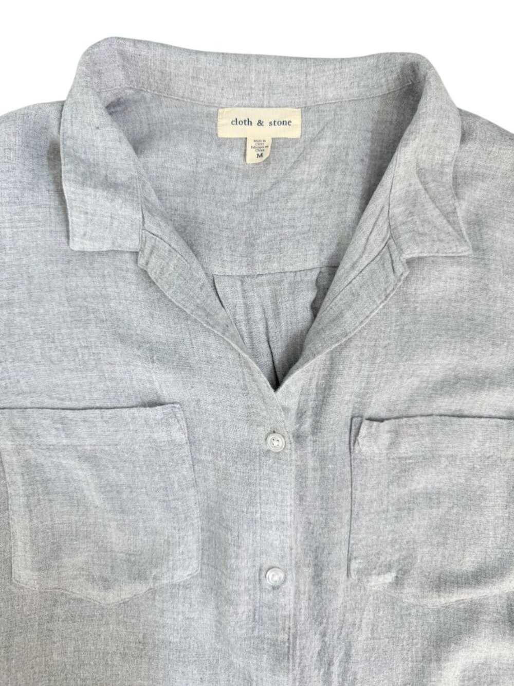 Cloth & Stone Super Soft Gray Button Down Shirt M Relaxed Utility Blouse - Picture 4 of 9